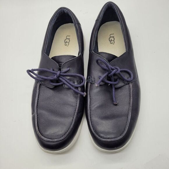 UGG mens Catton Leather Navy blue Boat Shoes loafers Size 13 slip on casual main image 8